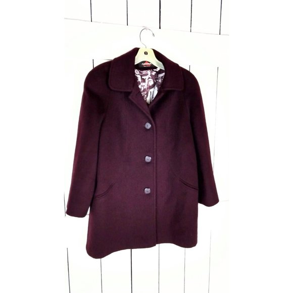 Vintage plum purple wool winter coat Alorna by Forstmann - Picture 5 of 8